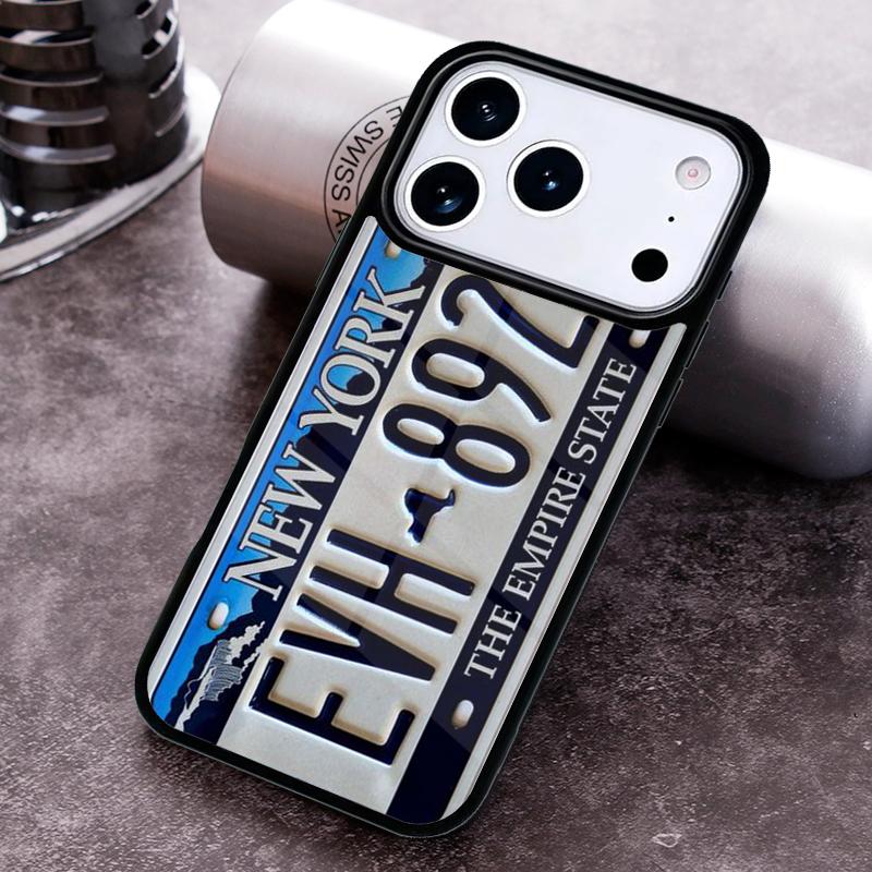 Retro Funny License Plate Number Phone Case for iPhone 17 16 15 Pro Max Air 14 13 12 11 Plus Shockproof Capa Cover