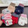 Baby Girls Cute Colors Cartoon Bow Plush Thickened Warm Gloves Children Soft Outdoor Windproof Warm Gloves Kids Gloves