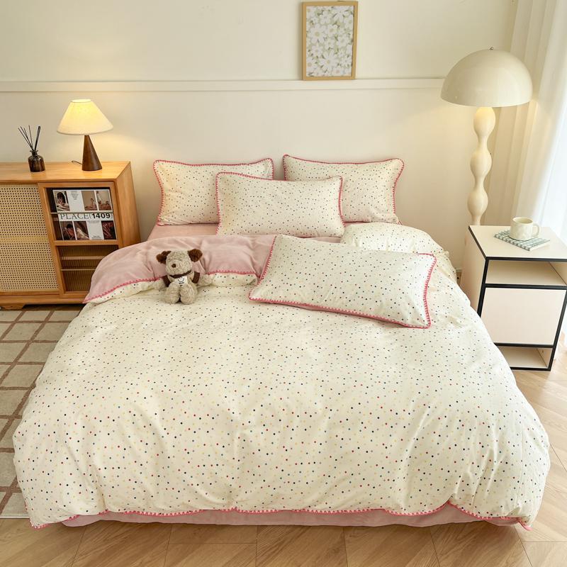 Winter Bedding Set Duvet Cover Set Ins Style A-Class 100% All Cotton Milk Velvet Cotton Velvet for Autumn Winter Soft and Warm