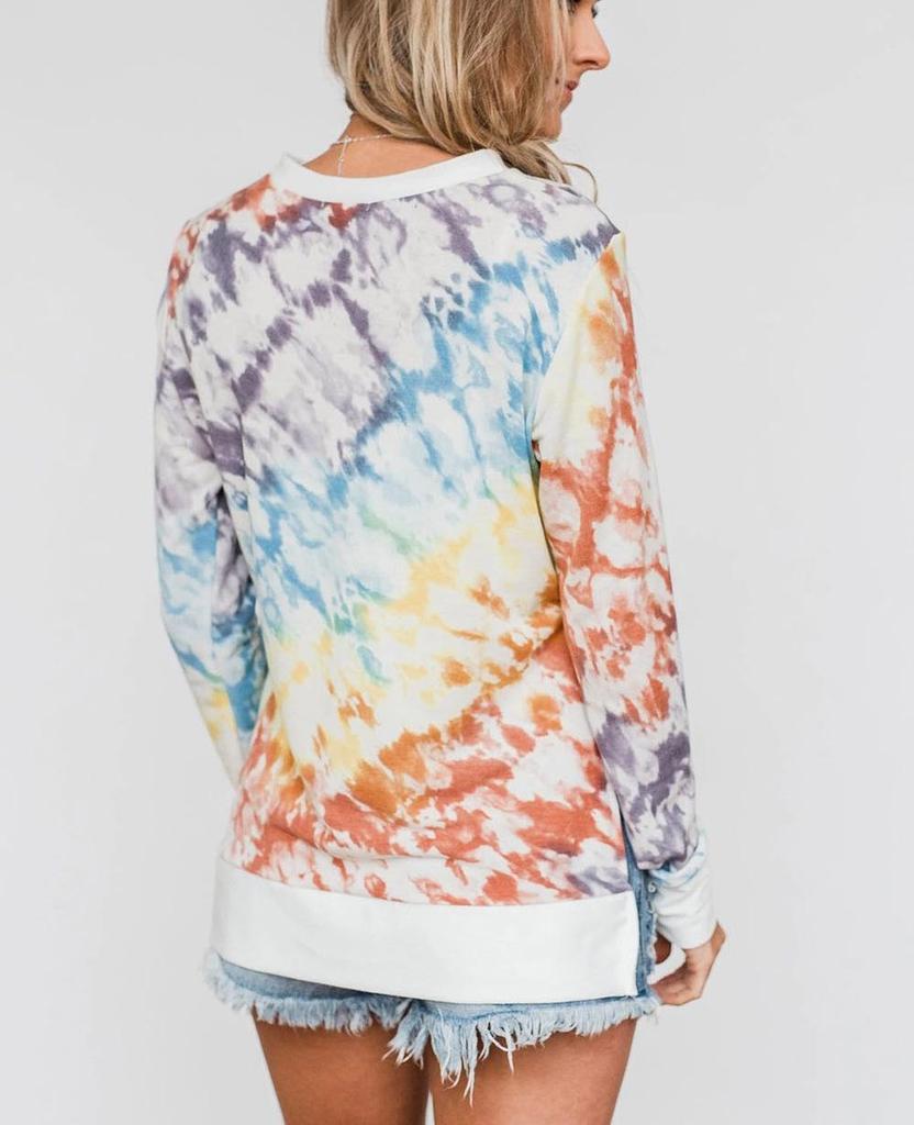 Autumn Plus Size Women's Tie-Dye Gradient Round Neck Long Sleeve Hoodie