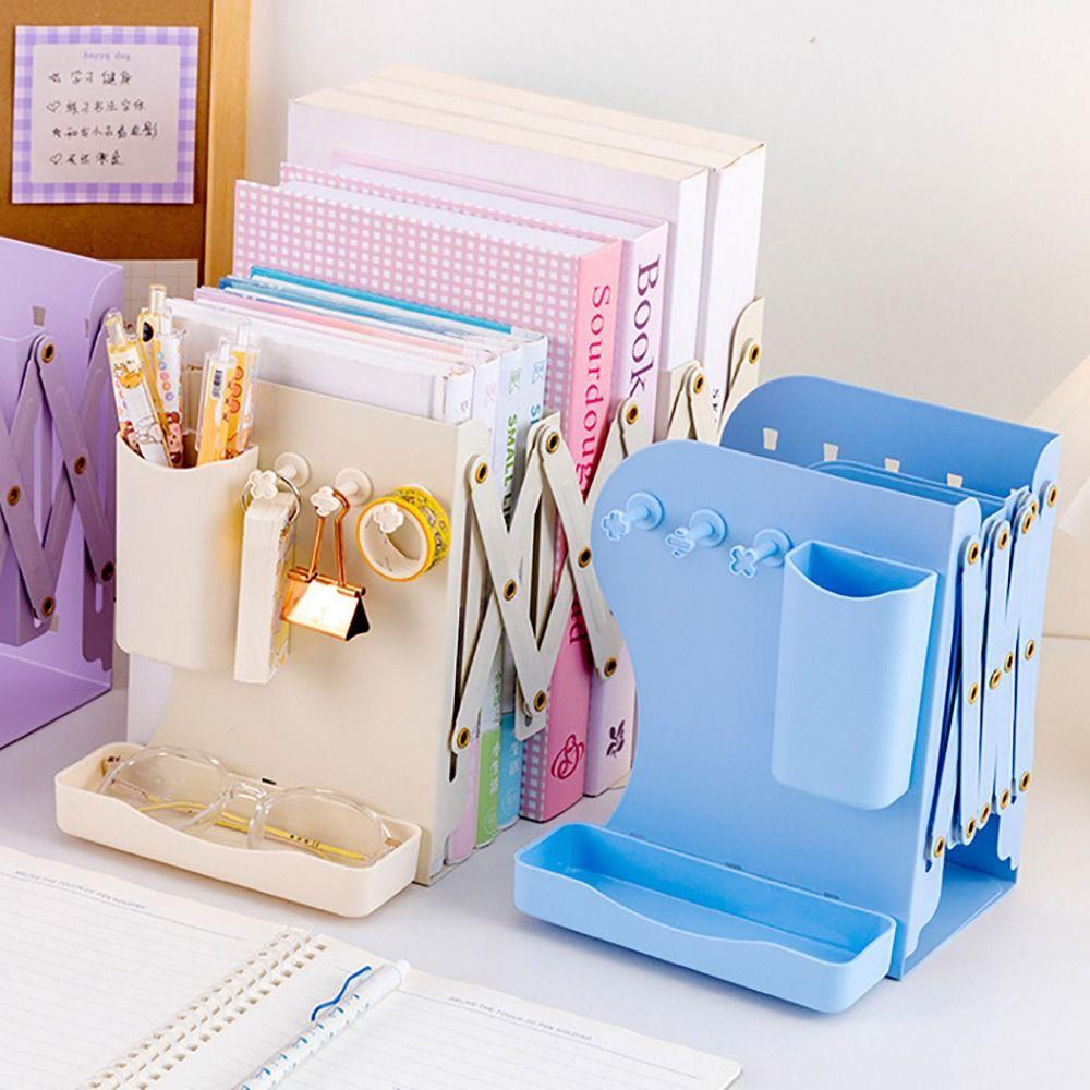 Adjustable Scalable Bookshelf Metal Book Stand Durable Telescopic Bookends