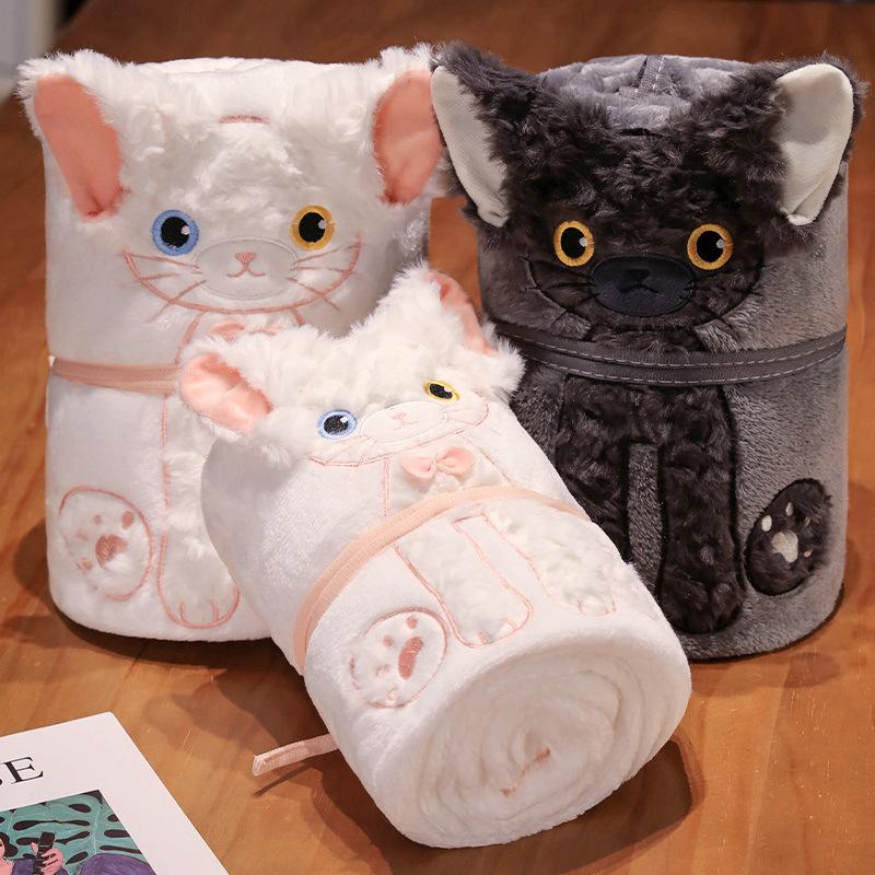 Cartoon Devon Cat Blanket Small Blanket Girls Office Nap Air Conditioning Leg Covered Blanket Students Lunch Break Roll Blanket