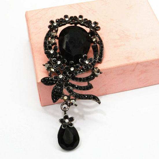Elegant Women s Evening Gown Crystal Brooch - Popular Fashion Accessory чёрный
