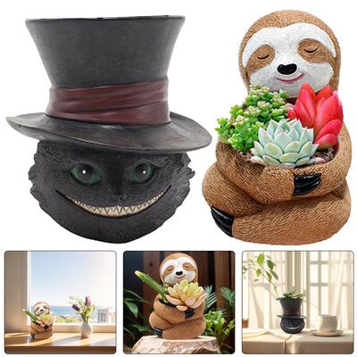 Cute Resin Planter Succulent Planter Best Gifts for Family Friends Flower Planter Sloth Plant Holder for Indoor Outdoor