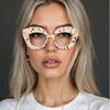 Printed Color Anti Blue Light Flat Glasses Cat's Eye Fashion Glasses Unique Charm Decorate Computer Glasses