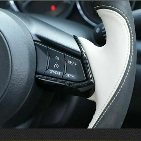 For Mazda CX-5 CX5 2017-2023 Carbon Fiber 3X Car Steering Wheel Decor Cover Trim