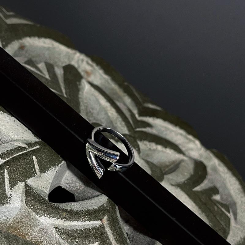 S925 Sterling Silver Y-shaped Ring: Niche Design, Heavy Industrial Style, Adjustable Open Ring for Women.