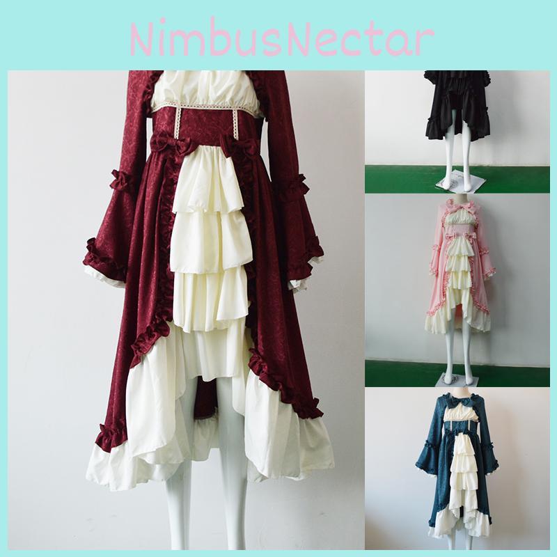High Quality Medieval Retro Court Dress With Square Neck And Bowknot Details