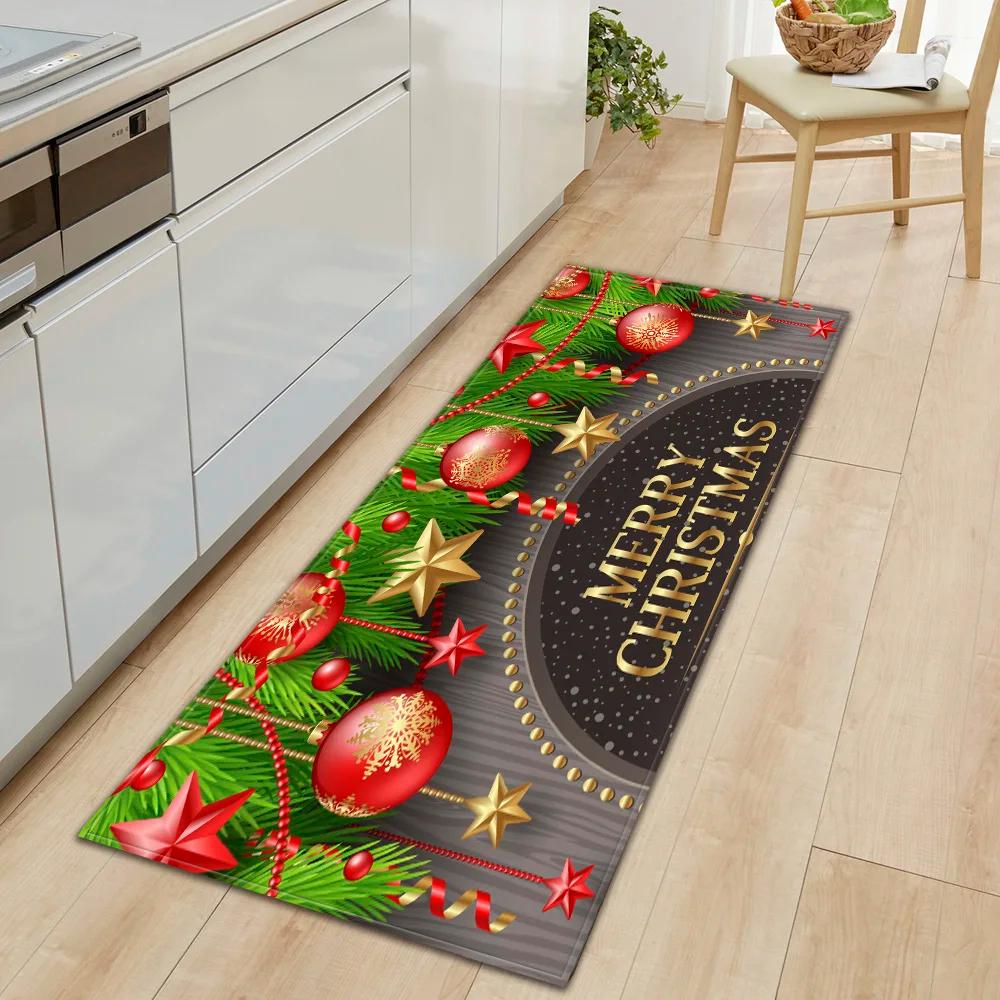 

Christmas Kitchen Mat Home House Entrance Door Mat Living Room Bedroom Floor Decor Carpet Hallway Bathroom Door Non-Slip Rug 40x60cm 16x24 inch