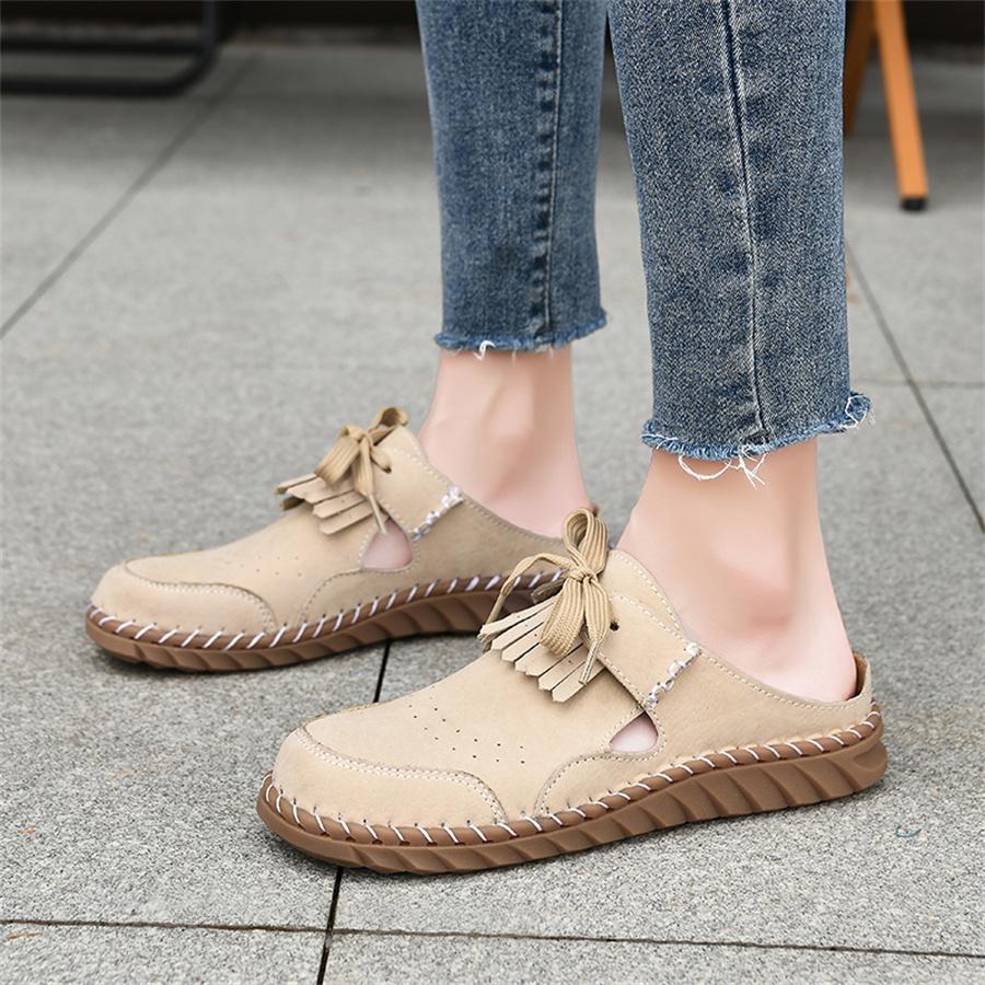 Damen Sandalen mit offenem Rücken Sommer Slipper Mules Schuhe Geschlossene Zehen Hausschuhe Komfort Lässig Strandschuhe Übergröße