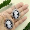 Boucles d'oreilles pendantes Ovales Filigranées Camée Portrait Vintage Noir Blanc Dame Victorienne Boucles d'oreilles pendantes pour Femmes Bijoux Gothiques Cadeaux