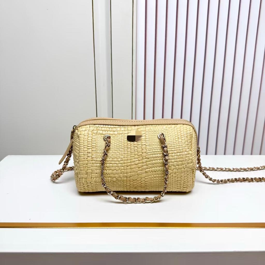 Fresh daily lightweight portable woven mini lunch box cosmetic bag simple casual raffia chain crossbody wash