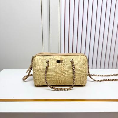 Svieža denná ľahká prenosná tkaná mini obedová krabička kozmetická taška jednoduchá ležérna raffia reťaz crossbody umývateľná