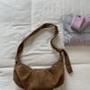 2025 Korean Suede Crescent Dumpling Shoulder Bag – Versatile, Solid Color Casual Crossbody