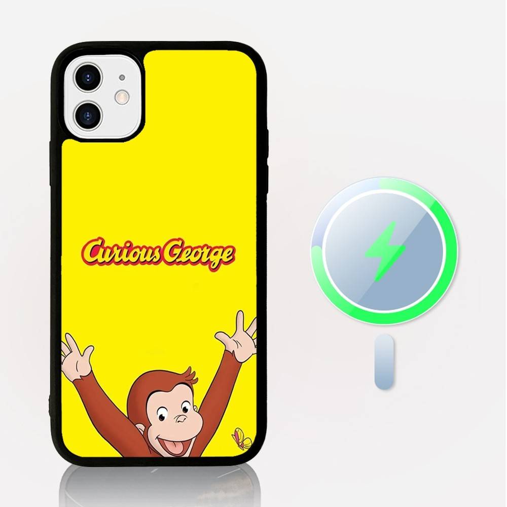 Lovely Curious G-George Monkey For Magnetic Wireless Phone Case For IPhone 17 16 15 14 13 12 11 Pro Max Plus Mag Phone Cover