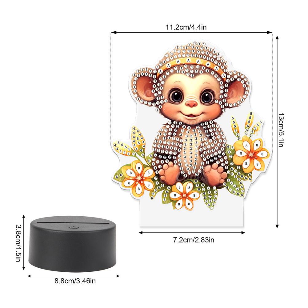 Cute Animal Diamond Painting LED Lamp with Tools 5D DIY Diamond Painting LED Light Acrylic for Bedroom Living Room Home Office
