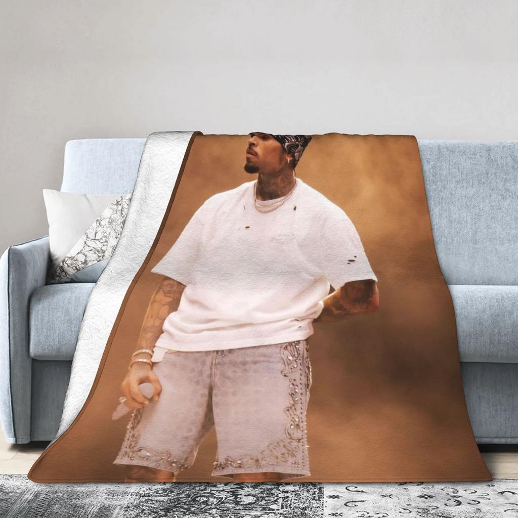 Warm Soft BlanketsKids Adult Travel Rapper Chris Browns Throw Blanket Flannel Bedspread Sofa Bed Comfortable Sofa Bed Cover