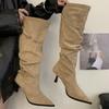 Korean Version of Retro Pointed Thin Heel Boots Women's 2025 Autumn and Winter New Versatile and Thin Elastic Thin Boots Fashion Boots