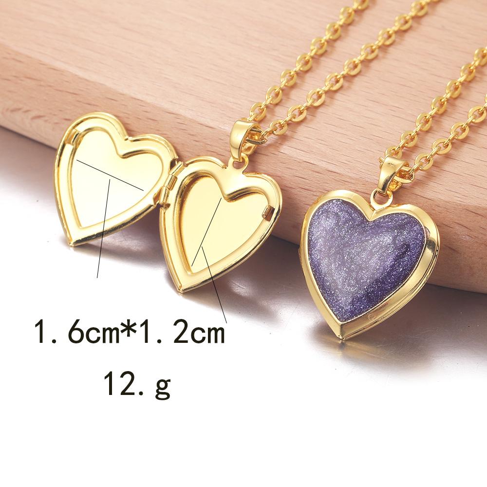 Golden Locket Pendant Mood Necklace Emotion Women Men Lovers Photo Frame Box Choker Necklaces Fashion Love Enamel Jewelry