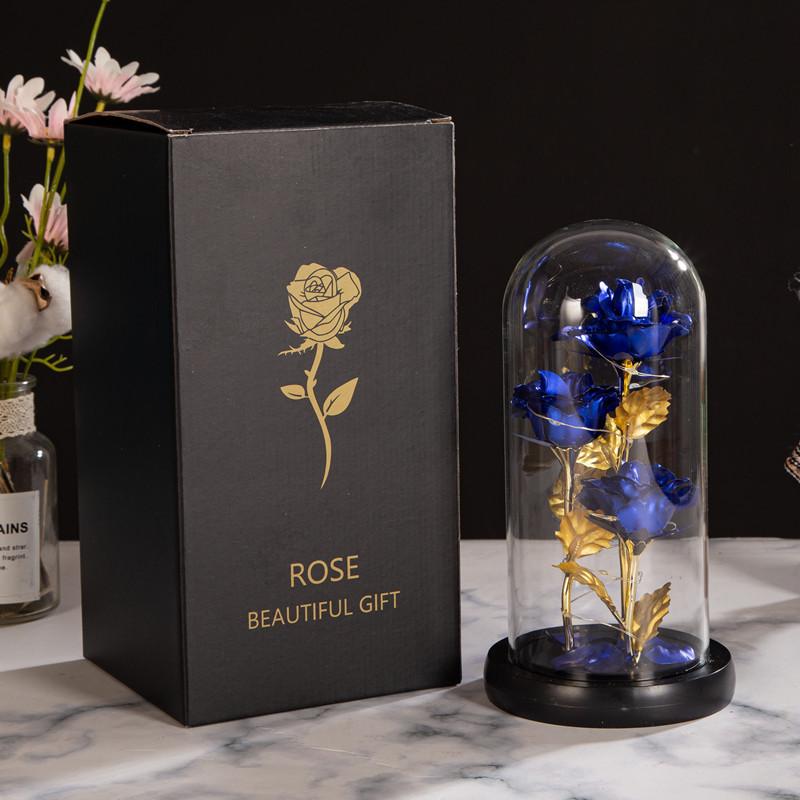 Three glass cover gold foil rose ornament creative lover mother's day gift christmas lights immortal flower