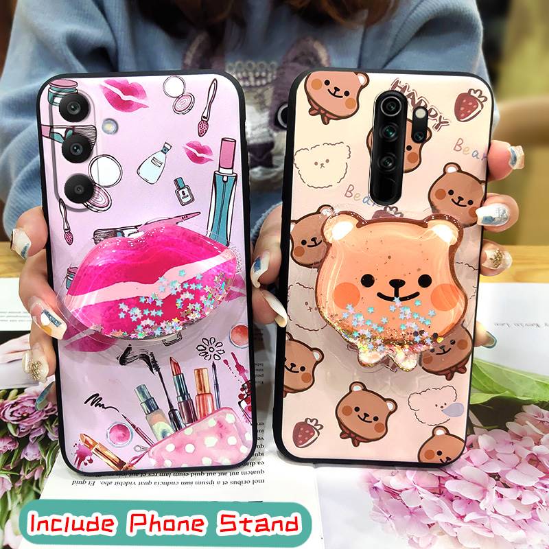 Waterproof Skin feel silicone Phone Case For Samsung Galaxy A17 Phone Lens Protection Cartoon Rotatable stand TPU cute