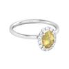 Lemon Quartz Solitaire Halo Accents Ring - 925 Sterling Silver