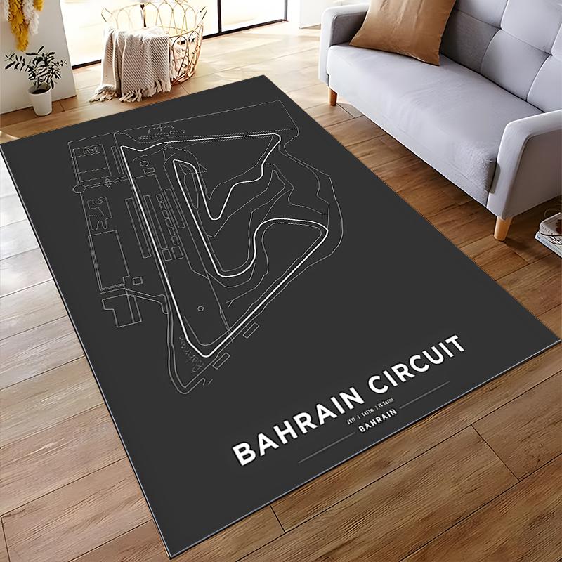 Classic Bahrain Circuit Map Rug Suitable for use as an anti-slip game mat for living room and bedroom sofas
