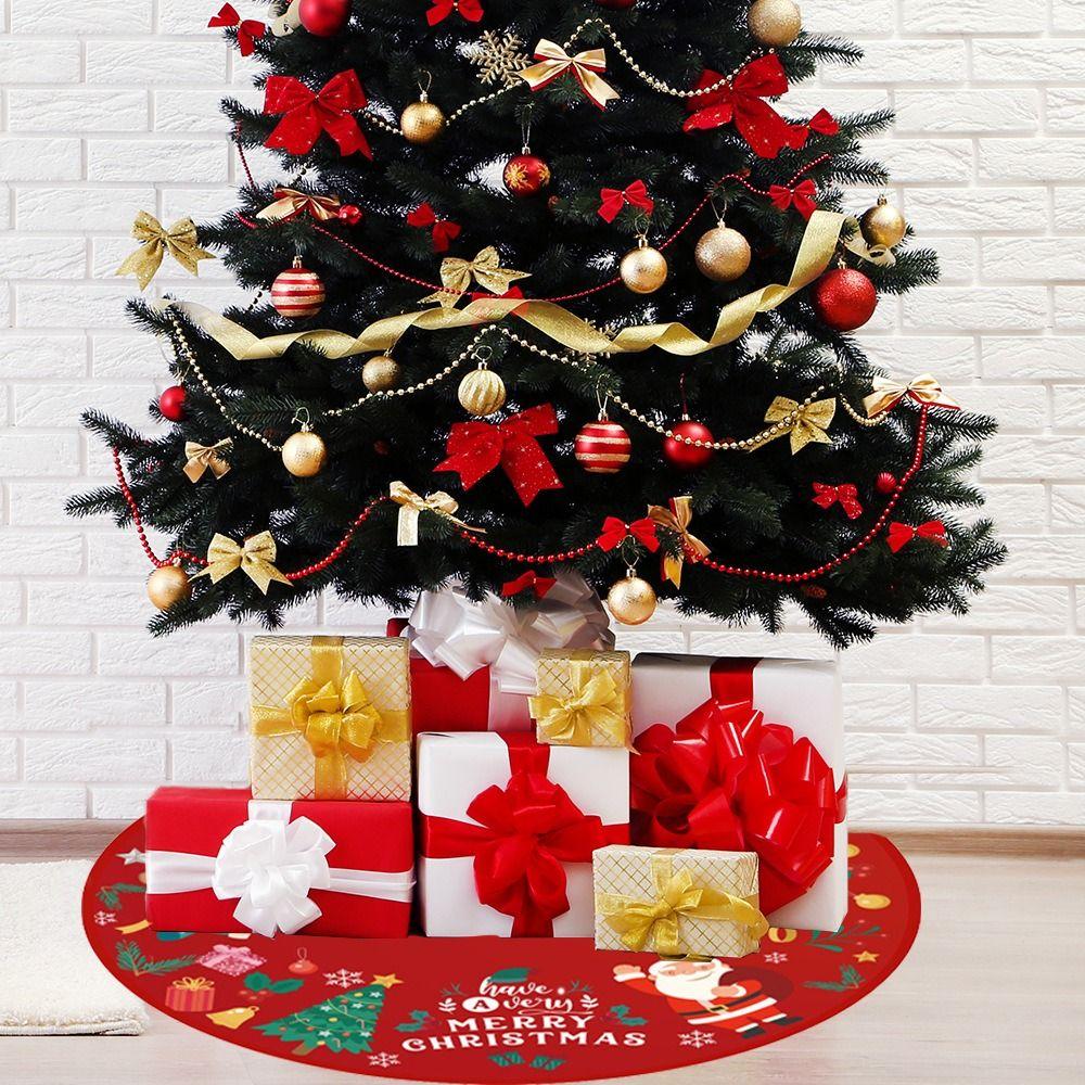 90CM Santa Claus Xmas Tree Bottom Decorative Snowman Elk Xmas Tree Carpet  New Year