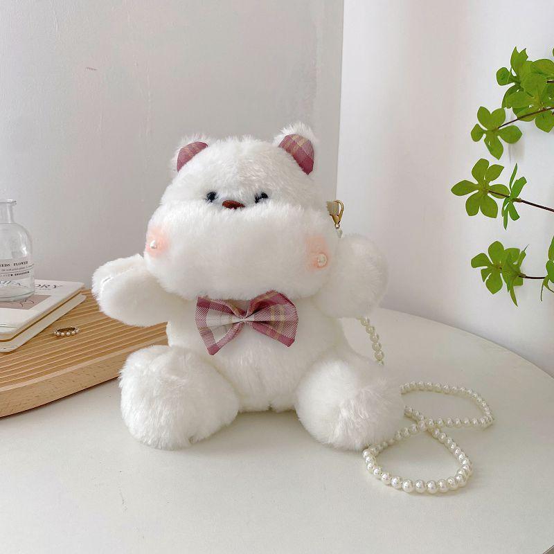 Cute Plush Bunny Mini Bag With Pearl Embellishments For Fashionable Women