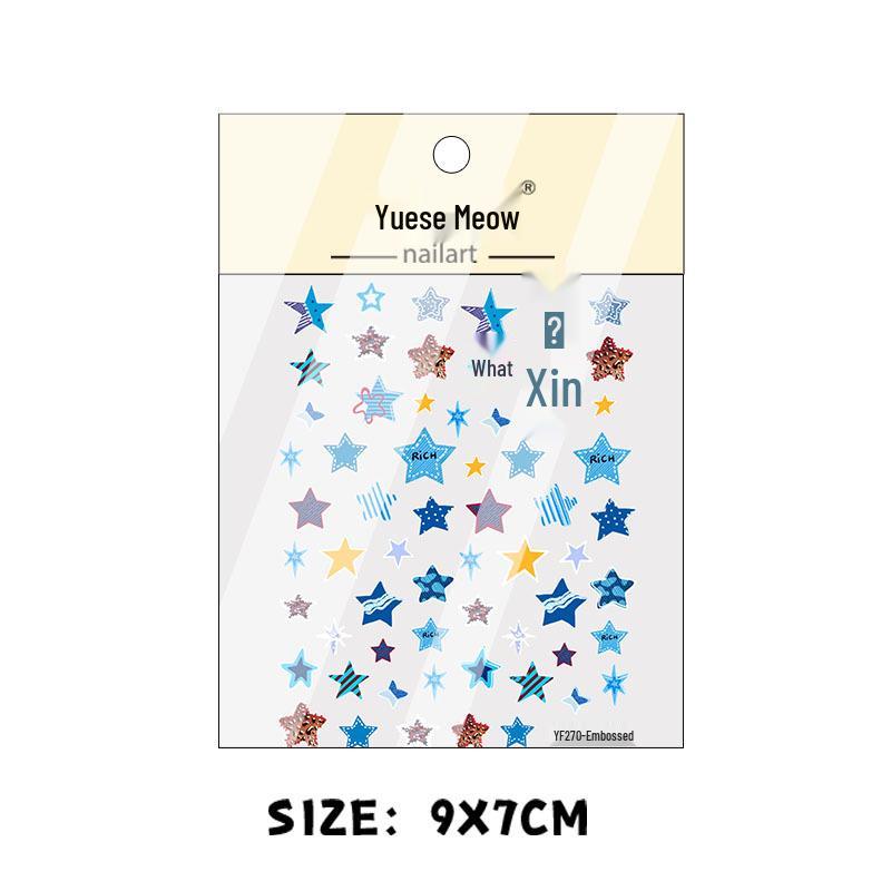 Seashell Blue Star Nail Art Stickers: Cute, Thin, Durable Five-Pointed Star Fingernail Decorations Shell Blue Star
