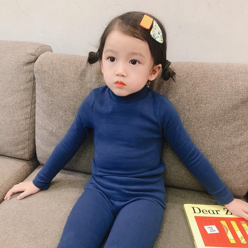 Kids Thermal Pajama Set Long Sleeve Cotton Fleece-Lined Sleepwear Boys Girls Winter A-Class Safety