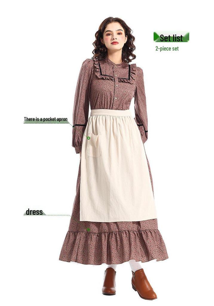 Prairie Colony Viktorianisches Blumenkleid – Halloween-Pionierkostüm