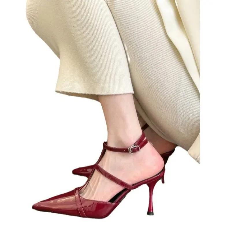 New Trendy Women Gladiator Sandals Summer Pointed Toe Luxury Elegant High Heels Thin Strap Pumps Ladies Party Shoes Size 42