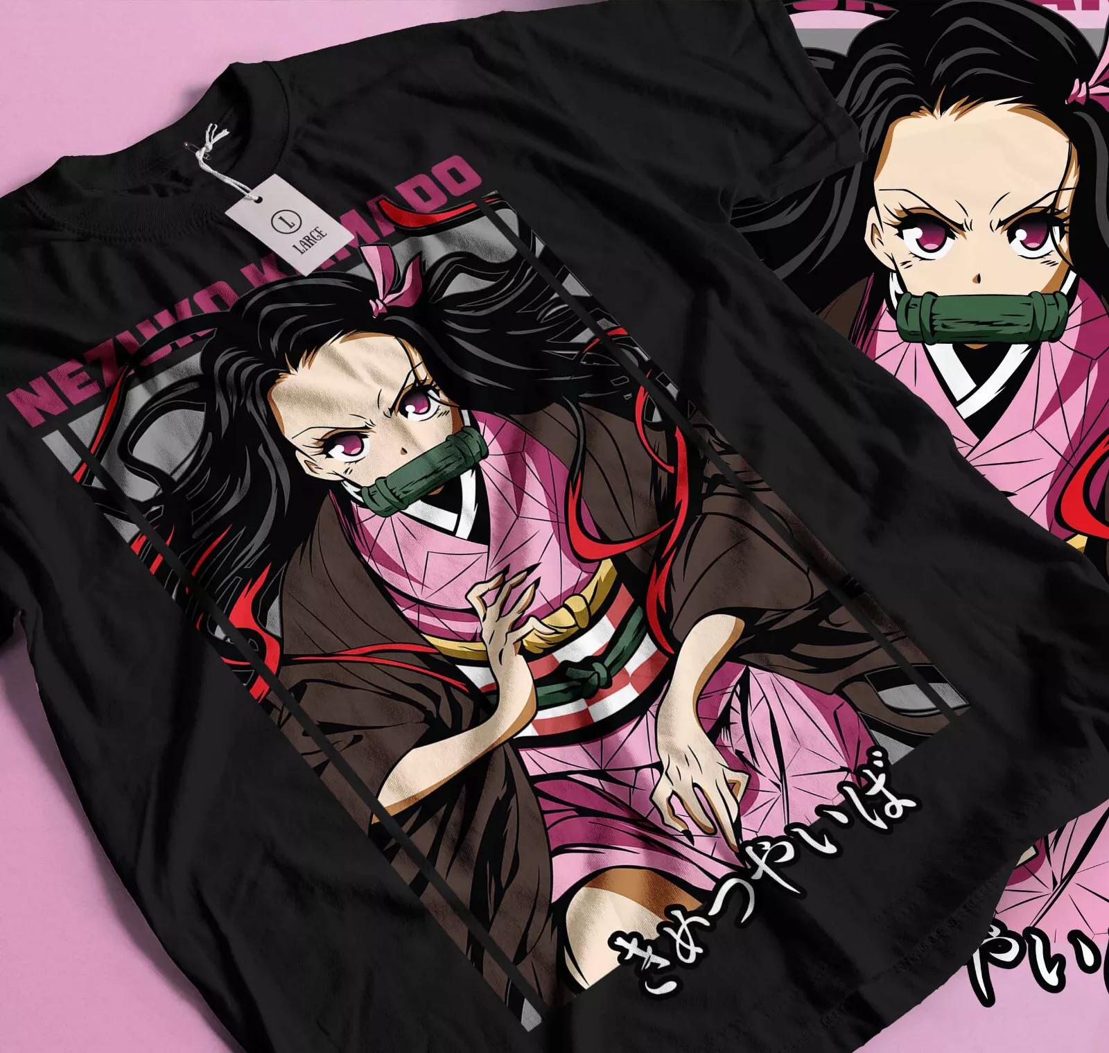 

100% cotton TOPS UNISEX TEES MENS WOMENS Nezuko T-Shirt Demon Slayer Kimetsu No Yaiba Anime Mitsuri Kanroji Tee Gift 247 M чёрный