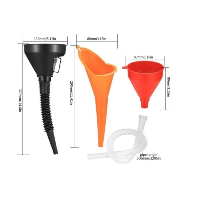 1 Set Car Motorcycle Funnel Kit with Plastic Oil Right Angled Funnel Leak Proof Engine Easy Refueling for Universal Vehicle Use A4