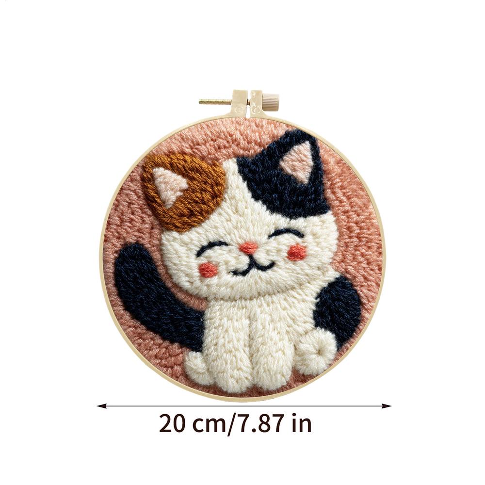 Kit Punch Needle per Adulti Principianti Tema Gatto Carino Set Ricamo Artigianale Kit Ricamo Punch per Sollievo dallo Stress Genitore-Figlio