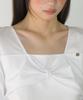 RONRON Ribbon Knot Square Neck Long Sleeve White