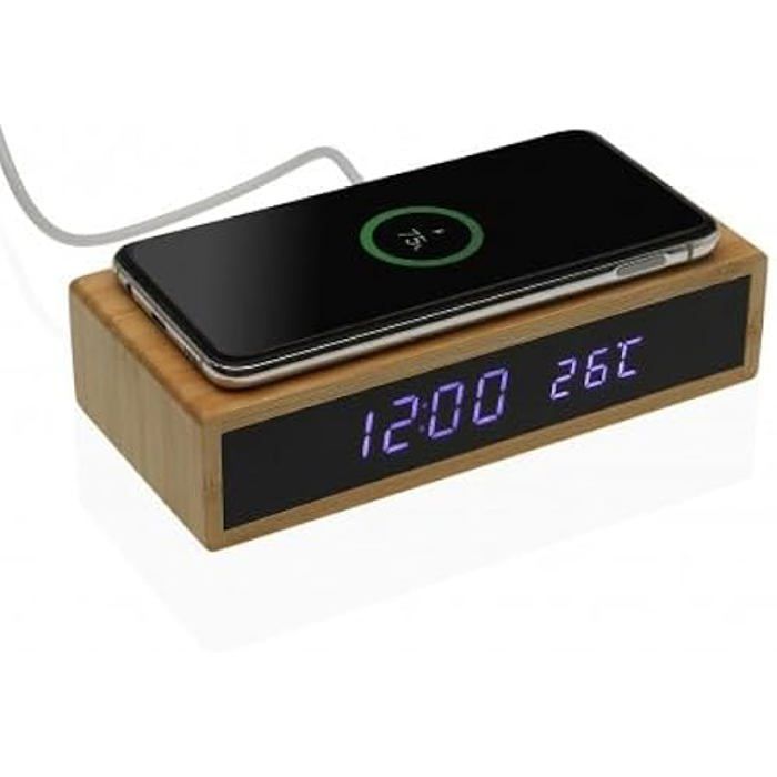 Horloge - VERSA - Modèle 18560198 - Bambou - Charge sans fil - Contrôle vocal