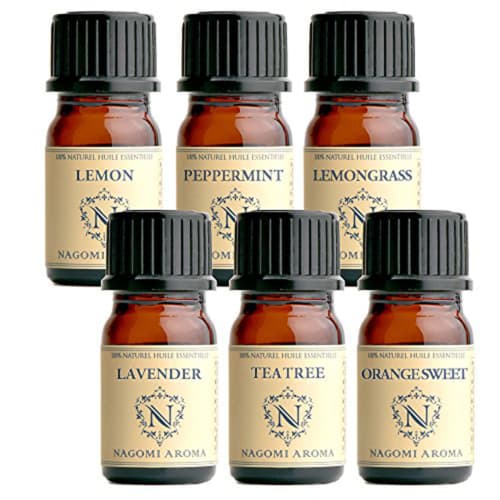 Aromatherapy Oil Trial Set (Happy Citrus Set) 5ml x 6 Bottles of Natural Essential Oils from NAGOMI AROMA [AEAJ Certified Essential Oils] Lemon, Grape