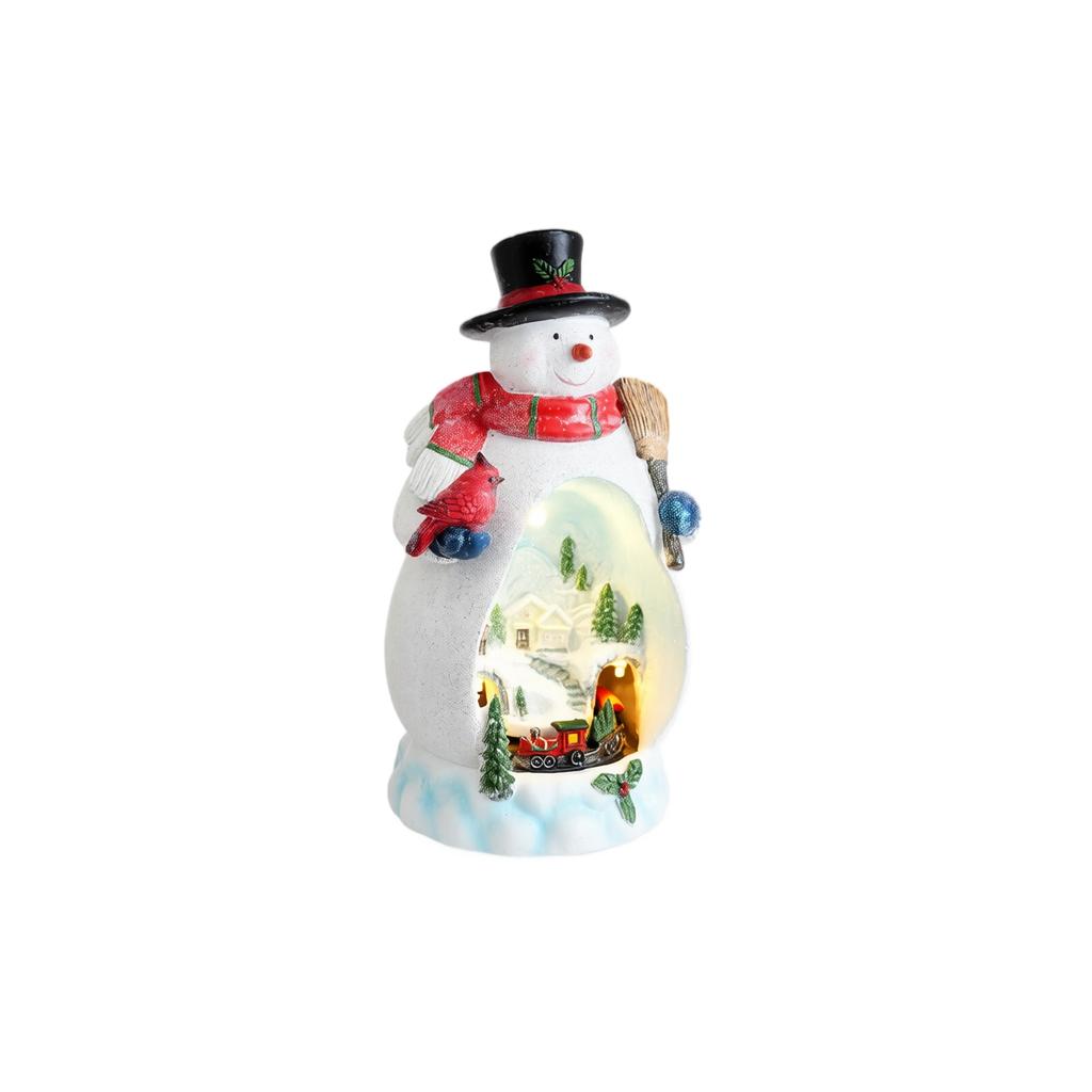 Christmas Resin Music Box Ornament with Glowing Light for Holiday Table Decor