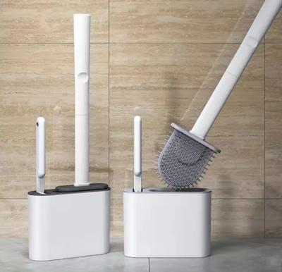 Wall Hanging Toilet Cleaning WC Brush Holder Long Handled Silicone Water Proof Quick Drying Soft Bristles Bathroom Accessories