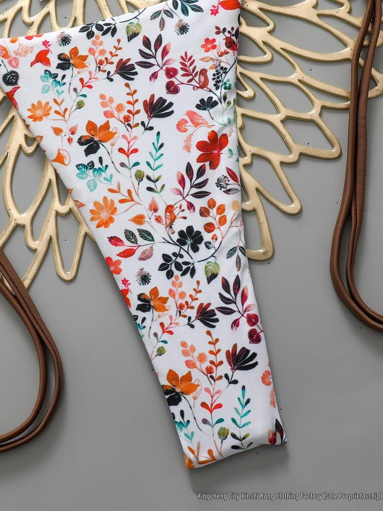 2026 Sexy Rückenfreier String mit Schlitz und Print Bikini Badeanzug