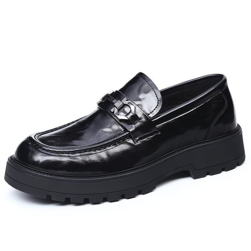 Large Size Men's Shoes, Lazy Business One-pedal Casual Leather Shoes, Men's Thick-soled Leather Breathable