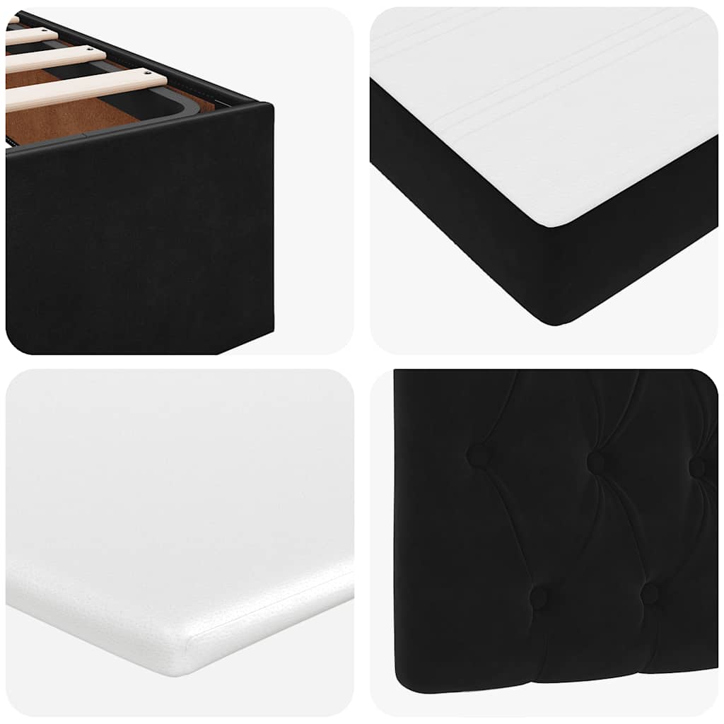 Ottoman Bed with Mattress & LEDs Black 80x200 Cm Velvet