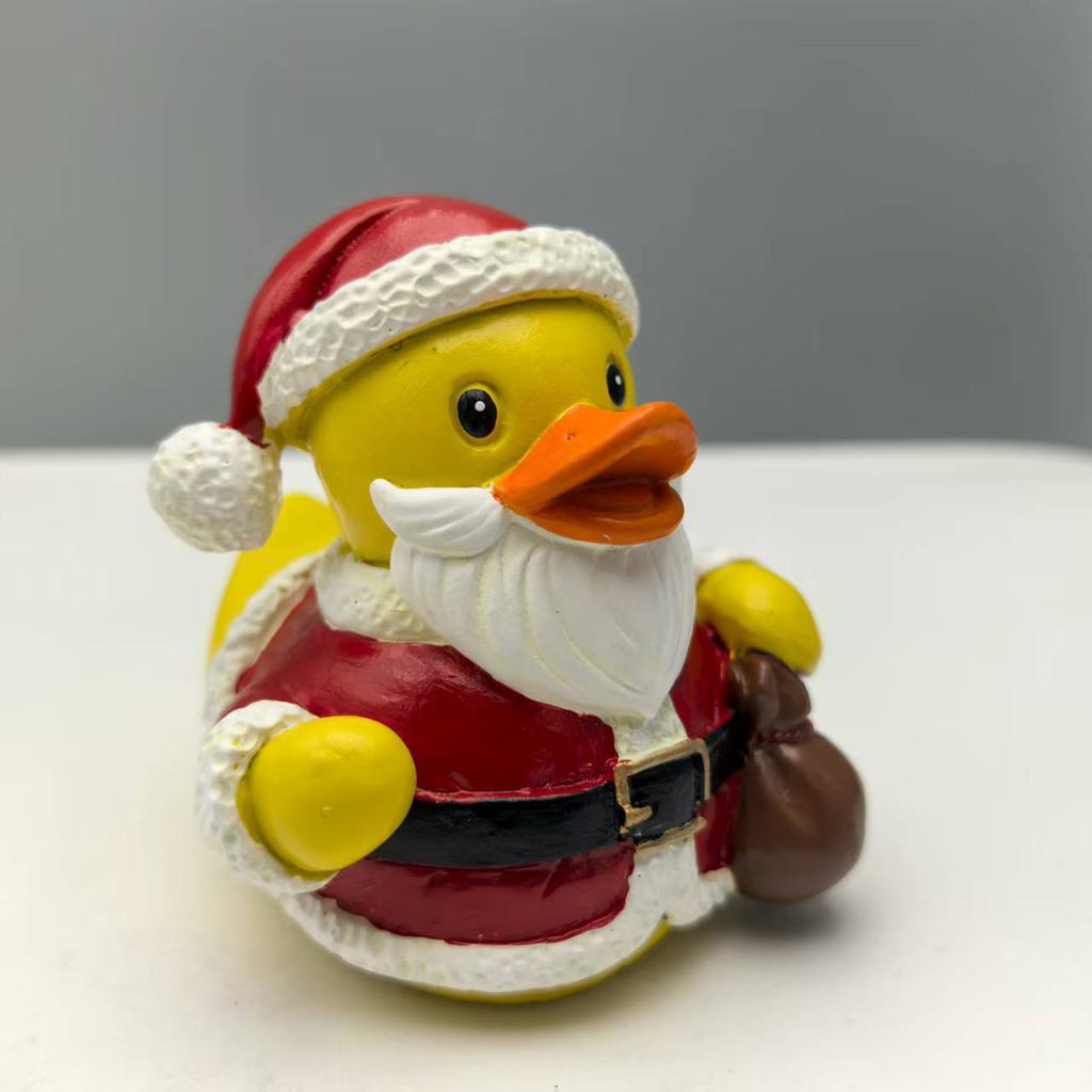 Christmas Duck Resin Figurine Resin Delicate Duck Decorative Model Toy for Patio and Yard Lawn Porch Decor