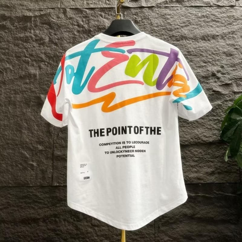 Nuova T-shirt a Maniche Corte da Uomo Ins Trendy Brand Stile Hip-Hop Europeo e Americano Girocollo Stampa Graffiti Maglia Base Top Estiva
