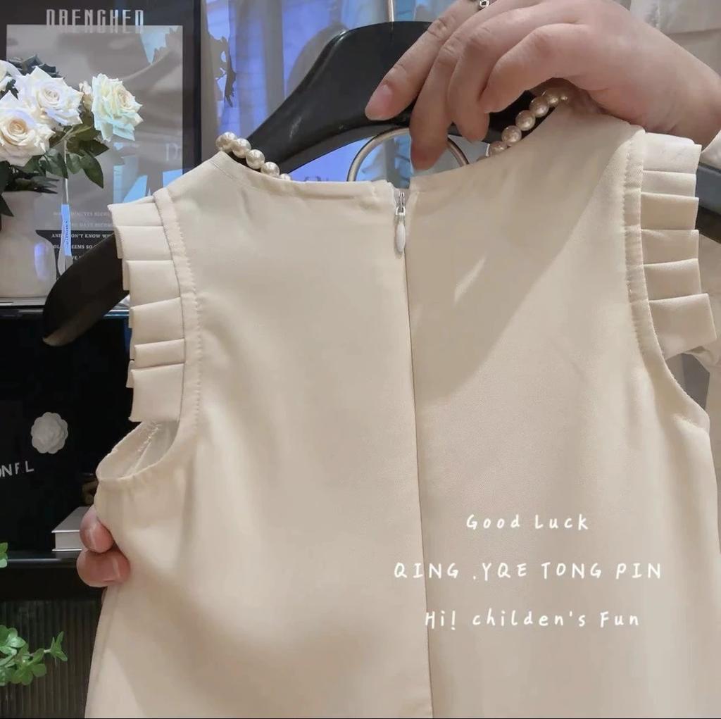 Summer Sleeveless Girls Dress High-end Wedding Flower Girl Costume Three-dimensional Flower Princess Dress