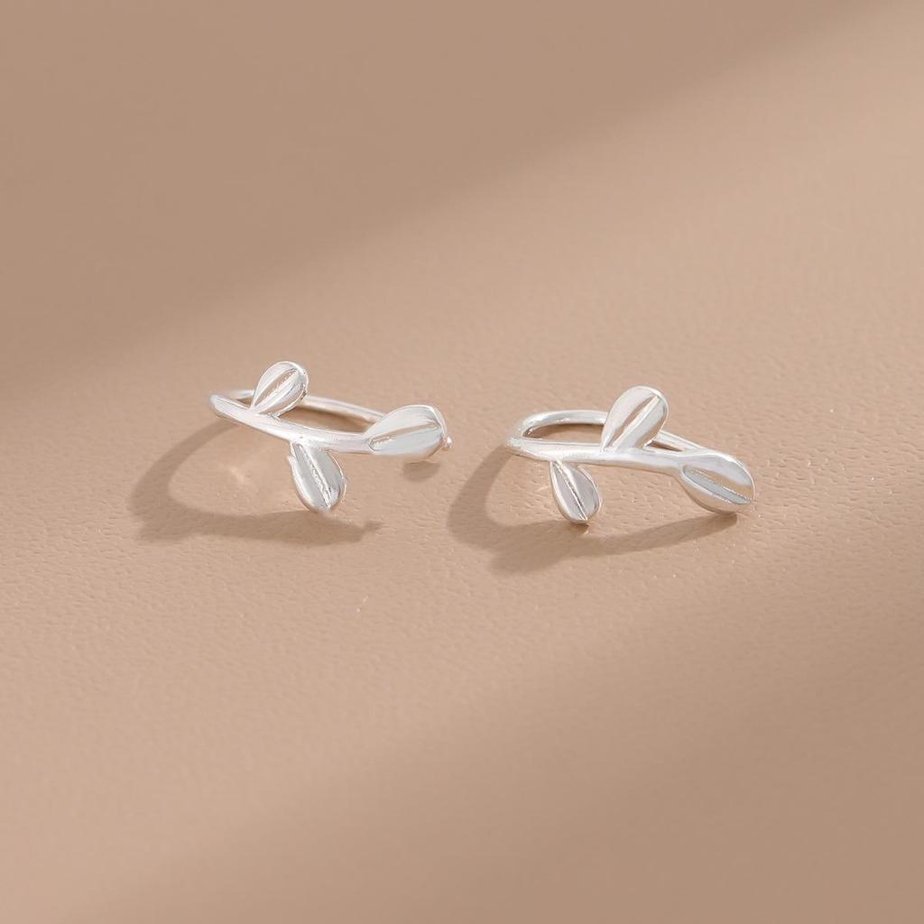Korean Style Leaf and Branch Fashion Earrings - Simple, Fresh, Versatile Studs and Ear Hooks