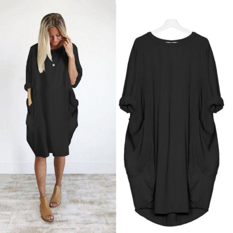 Elegant Women Stretch Loose Baggy Jumper Tops With Pockets For Perfect Party Look