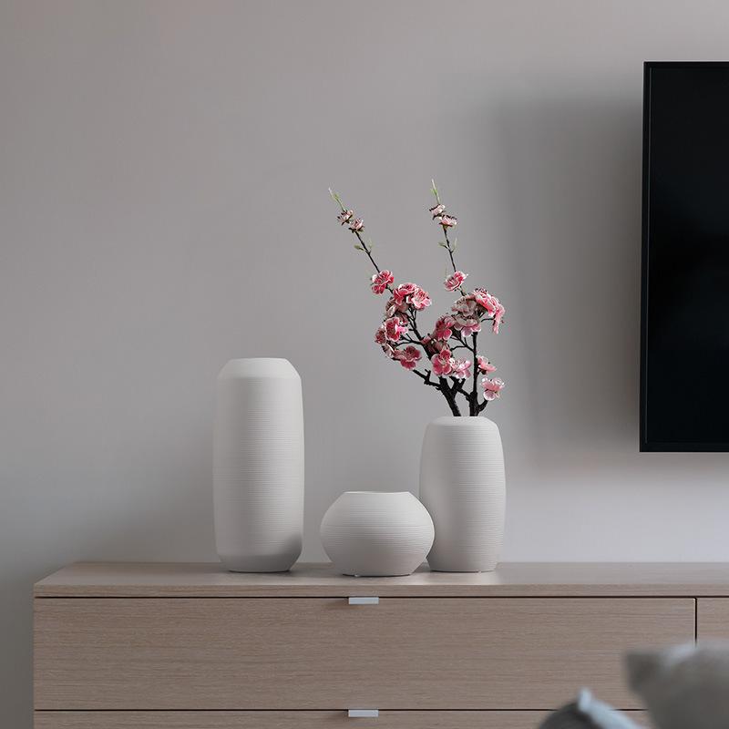 Wasabi Style Creative Dried Flower Arrangement White Brushed Ceramic Vase Ornaments Living Room Restaurant Home Decoration Hot